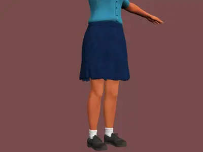 Female Student Rigged and skinned with Blend shapes 3D model