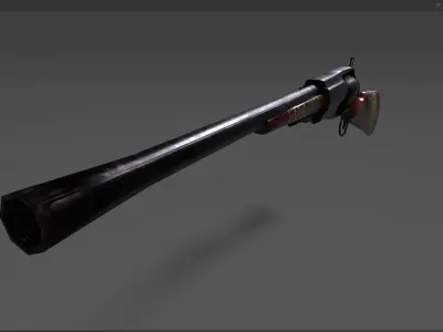 1855 Colt Revolver Shotgun Low-poly 3D model
