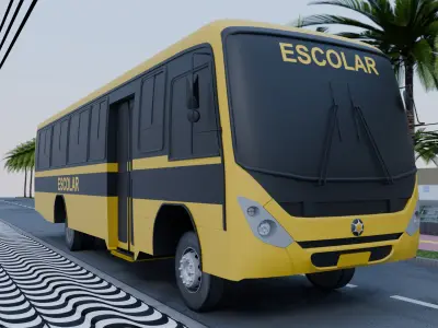 Marcopolo Senior Midi School Bus Low-poly 3D model