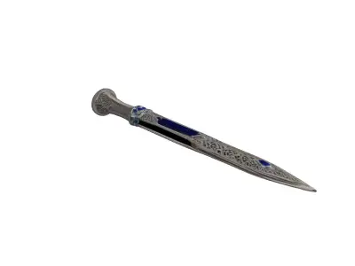 Ornate Fantasy Dagger with Gem Inlays 3D model