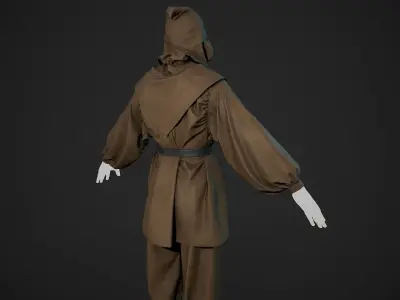 Brown Medieval Outfit Low-poly 3D model