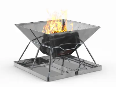 Compact Foldable Fire Pit with Fire 3D model
