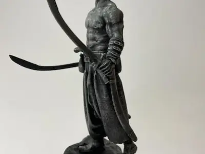 Ukrainian brave Kozak warrior stands on rock ready to print 3D print model