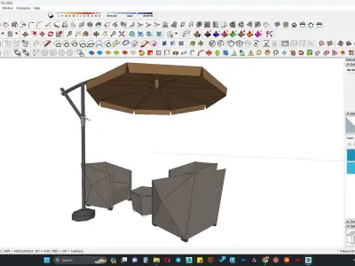 outdoor sitting with umbrella 3D model