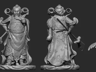 Guan-Yu Character Sculpture Zbrush 2019 HighPoly 3D model