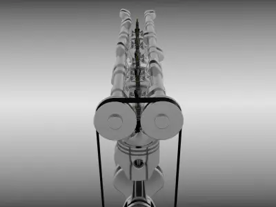 Animated six cylinder engine 3D model