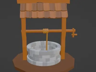 Waterwell wooden water well 3D model