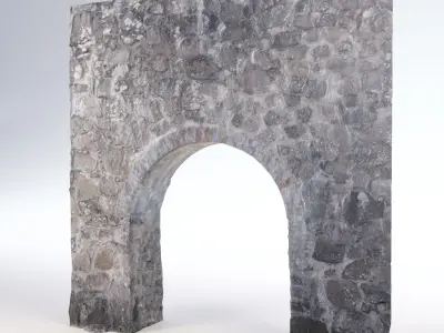 Old castle wall part A Low-poly 3D model