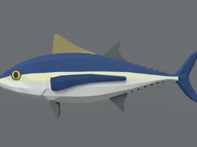 Low Poly Cartoon Tuna Fish Low-poly 3D model