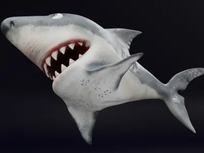3D Stylized Cute Shark - Rigged 3D model