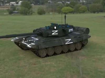 Weathered T90A Main Battle Tank with Iconic Z Marking  Low-poly 3D model