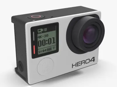 GoPro Hero 4 Black OnOff Low-poly 3D model