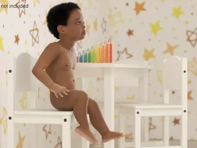 Toddler Black Boy Light Skin Rigged 3D model