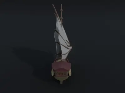 Cartoon medieval fantasy ship Polygonal Style Low-poly 3D model
