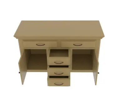 Canterbury Oak Large Sideboard Free Free low-poly 3D model