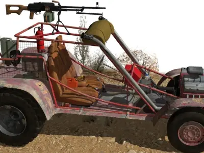 buggy jeep with gun 3D model