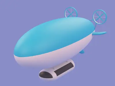 Cartoon Airship Low-poly 3D model