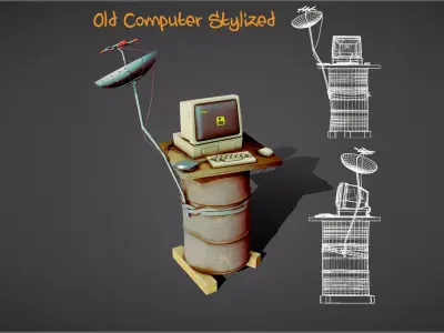 Old Computer Stylized  Low-poly 3D model