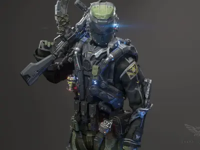 SCIFI - RECON SOLDIER Low-poly 3D model