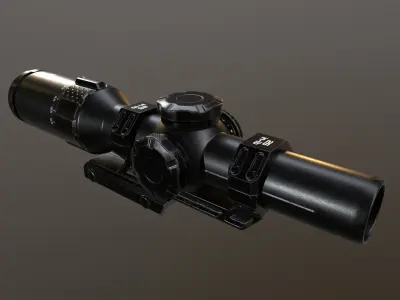 Tango 6T Rifle scope Low Poly PBR - FPS Weapon Attachment Low-poly 3D model