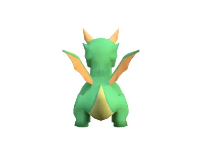 Green Cartoon Dragon Character Low-poly 3D model