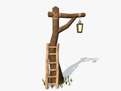 Cartoon Tree Lantern 3D model