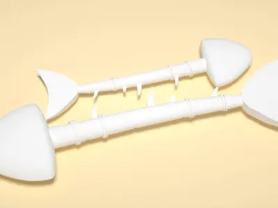 Cartoon fish bone  bone fossil C4D model Low-poly 3D model