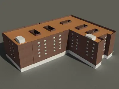 Building apartment - apartment Low-poly 3D model