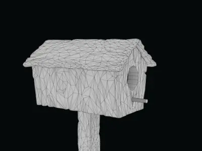 Cartoon Birdhouse Low-poly 3D model