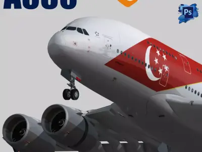 Airbus A380 Singapore Airlines 9V-SKI Low-poly 3D model