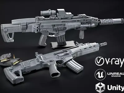 Modern Assault Rifle Low-poly 3D model