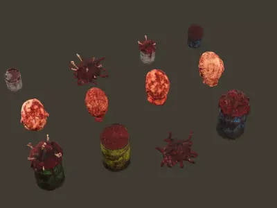 Horror Assets Human Corpse Body Part Collection X7 Pack 3D Model Low-poly 3D model