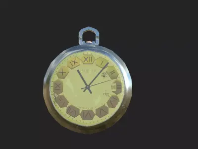 Mechanical pocket watch Raketa Calendar USSR Low-poly 3D model