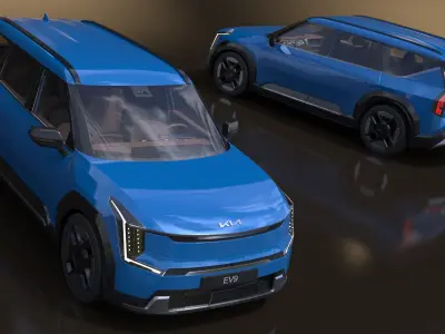 KIA EV9 SUV Ocean Blue 3D model