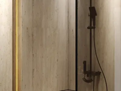 Corner Shower Cabins 07 Low-poly 3D model