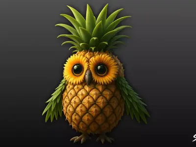 Ananasita Owlita - Italian Brainrot Low-poly 3D model