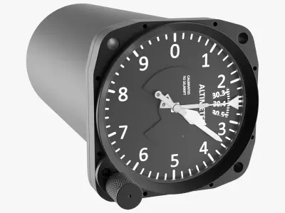 Aircraft Altimeter United Instruments Dial Black Rigged 3D model