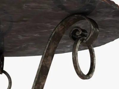 Custom made metal frame table with black basalt polished top 3D model