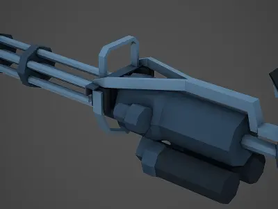 Stylized Minigun Low Poly Mobile Ready Low-poly 3D model