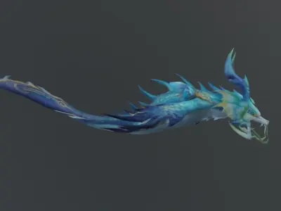 Blue Fish Dragon Fantasy Low Poly Low-poly 3D model