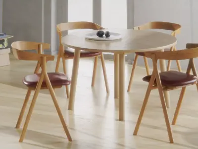 DiningSet V-01-Taro Table and YKSI Chairs Low-poly 3D model