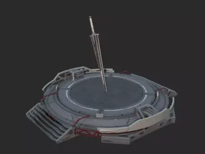 Future science fiction platforms and giant swords 3D model