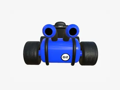 Cartoon Kart G02 Blue - Vehicle Racing Design Free low-poly 3D model
