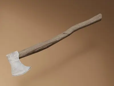 Battled axe Low-poly 3D model
