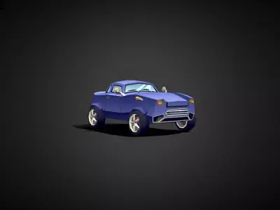 Lowpoly Stylized Toon Muscle Car gradient tex Free low-poly 3D model