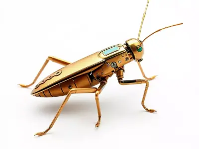 Golden Mechanical Insect model pack Low-poly 3D model