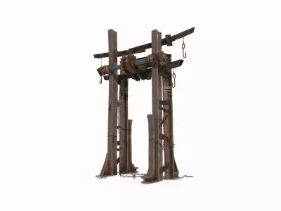 A post-apocalyptic style torii gate 3D model