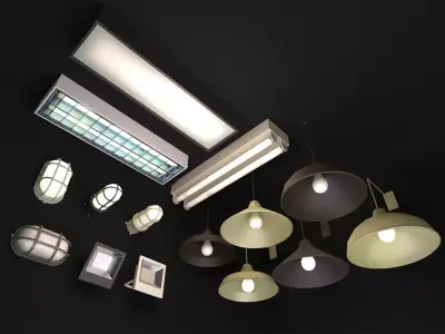 Commercial Light Fixtures Low-poly 3D model