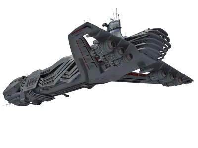 Black SciFi Frigate Spaceship 3D model