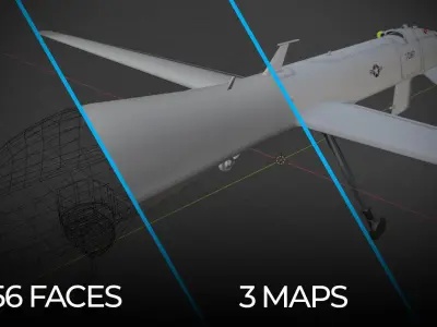 MQ-1A Predator UAV Low-poly 3D model